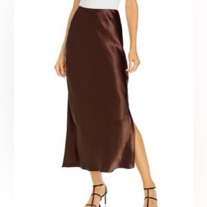 NWT Vince Satin Midi Skirt in Brown | Medium